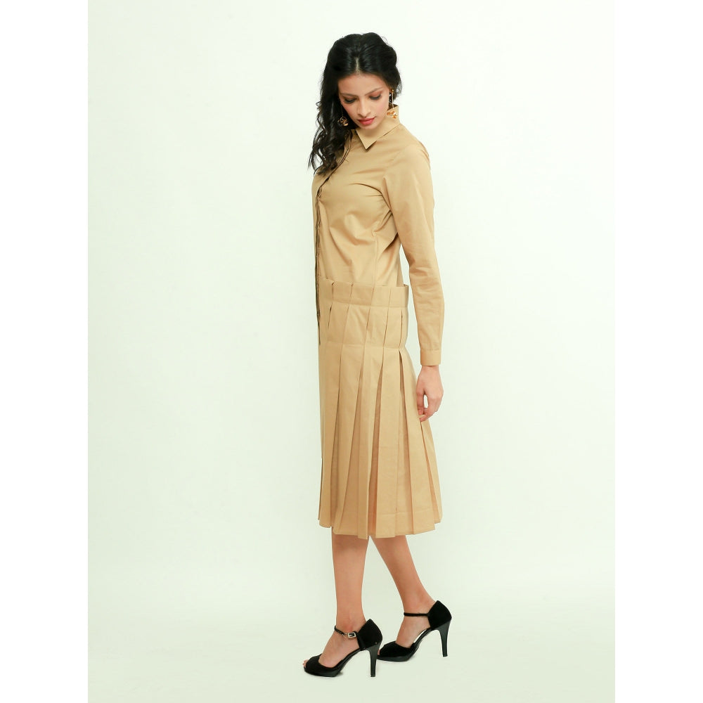 Echke Shirt Dress With Klit Pleates Detailing