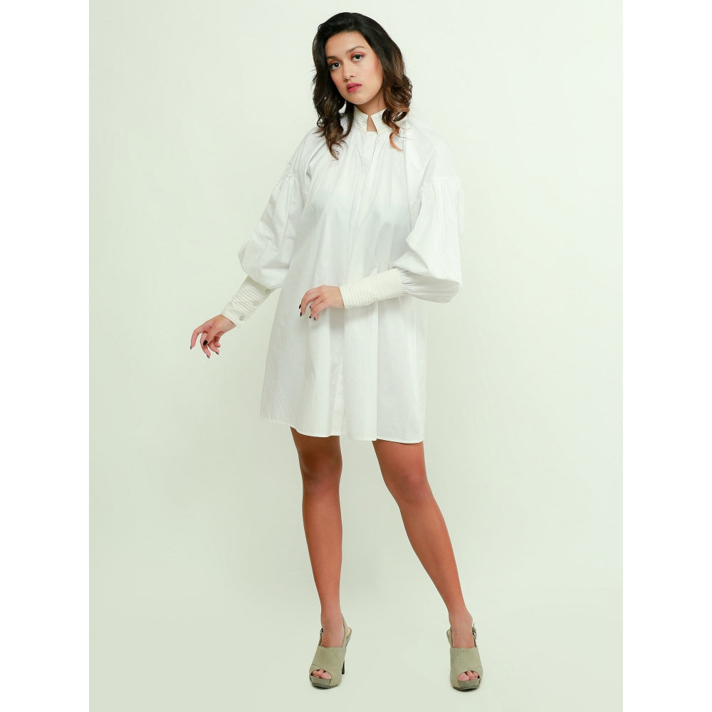 Echke Shirt Dress With Quilted Collar And Cuffs