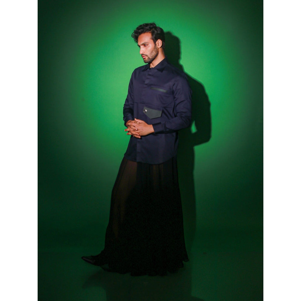Echke Navy Blue Solid Shirt
