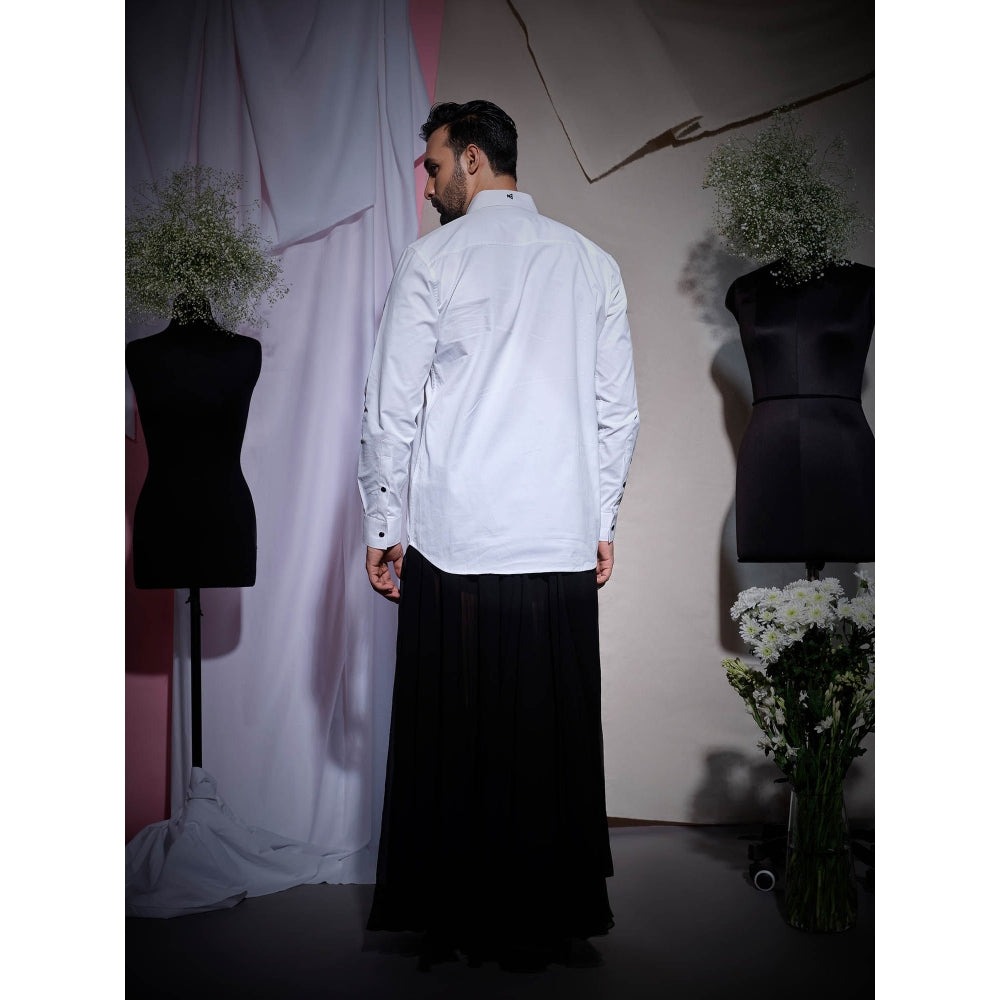 Echke White Zara Cotton With Front Half Stitch Yoke Feat Shirt