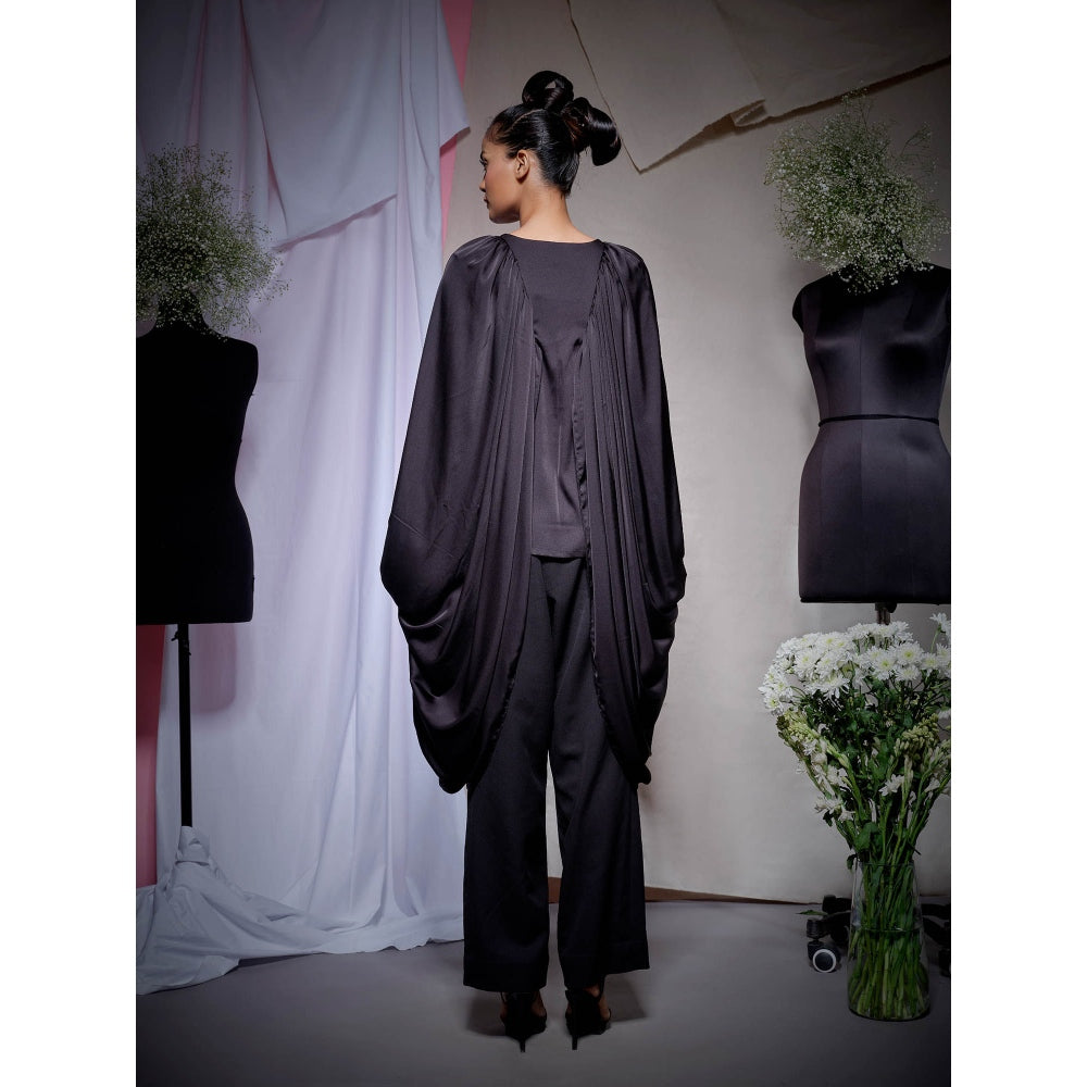 Echke Black Zara Satin Zipper Top