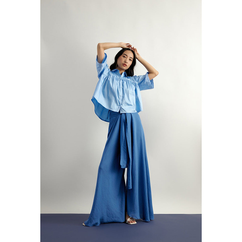 EchoStudio Blue Cropped Shirt
