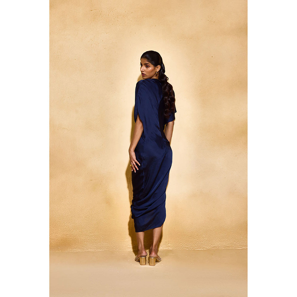 EchoStudio Navy Blue Roma Solid Dress