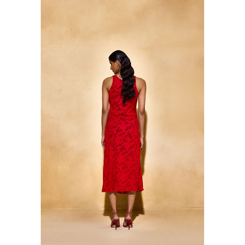 EchoStudio Red Moss Dress