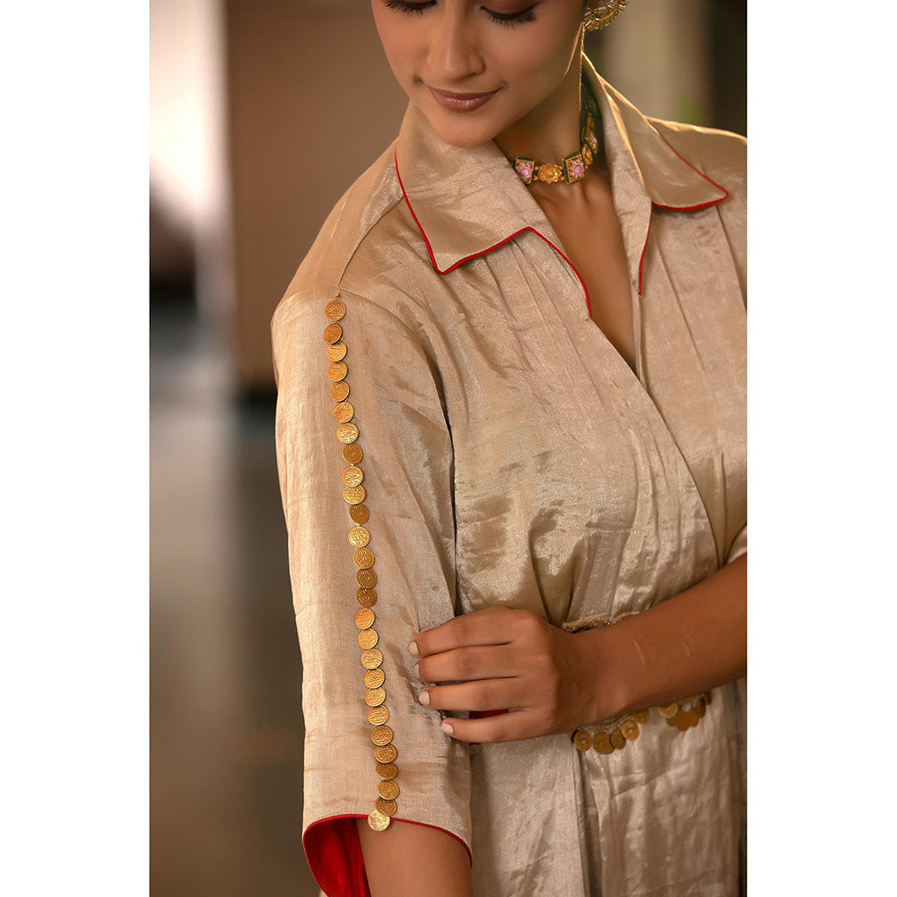 EEDA Parv Beige Midi Dress