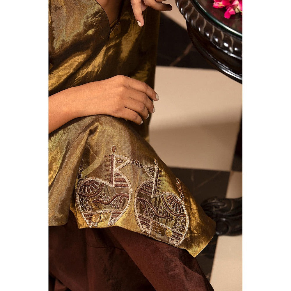 EEDA Parv Gold Kurta with Palazzo (Set of 2)