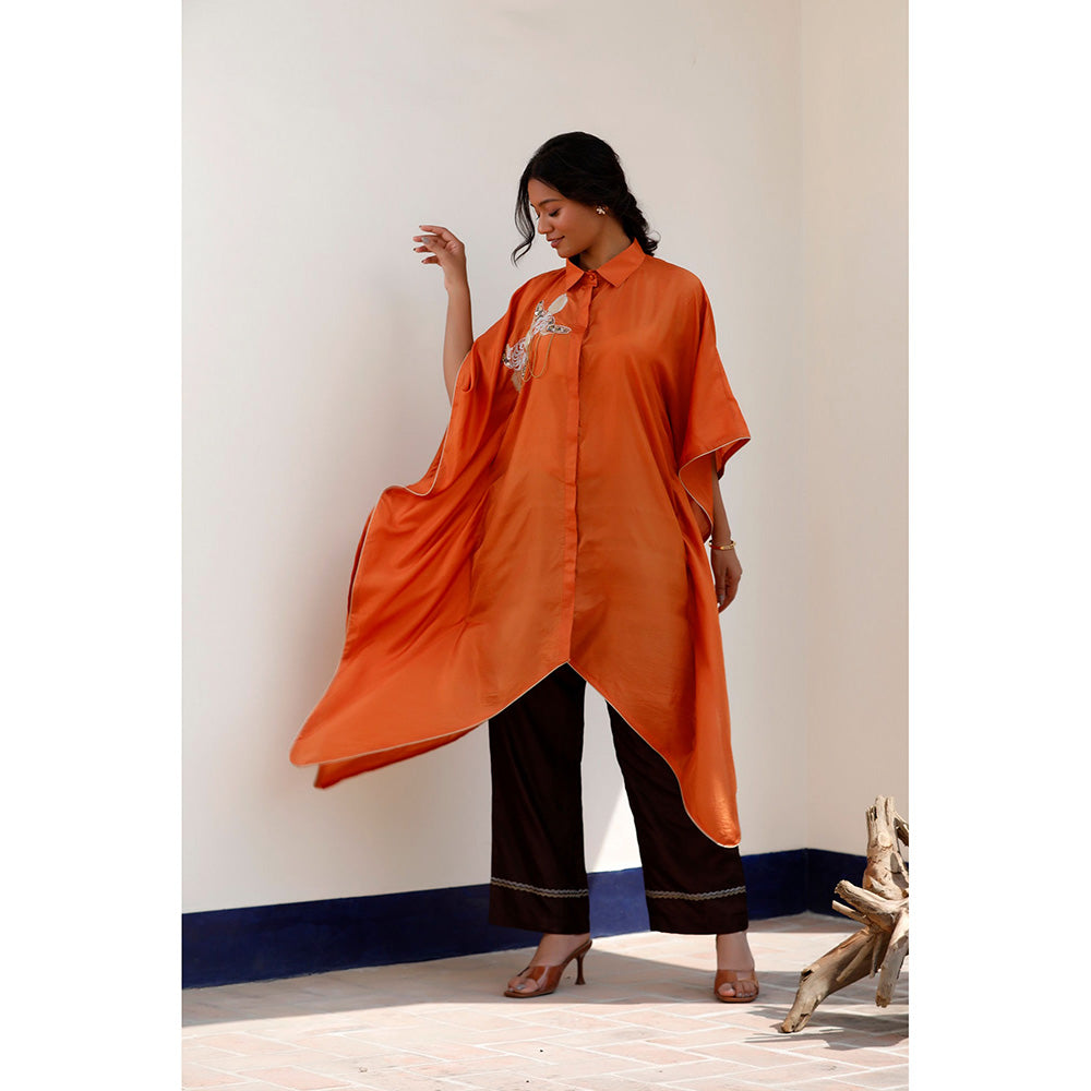 EEDA Tarini Silk Embroidered Kaftan with Pant