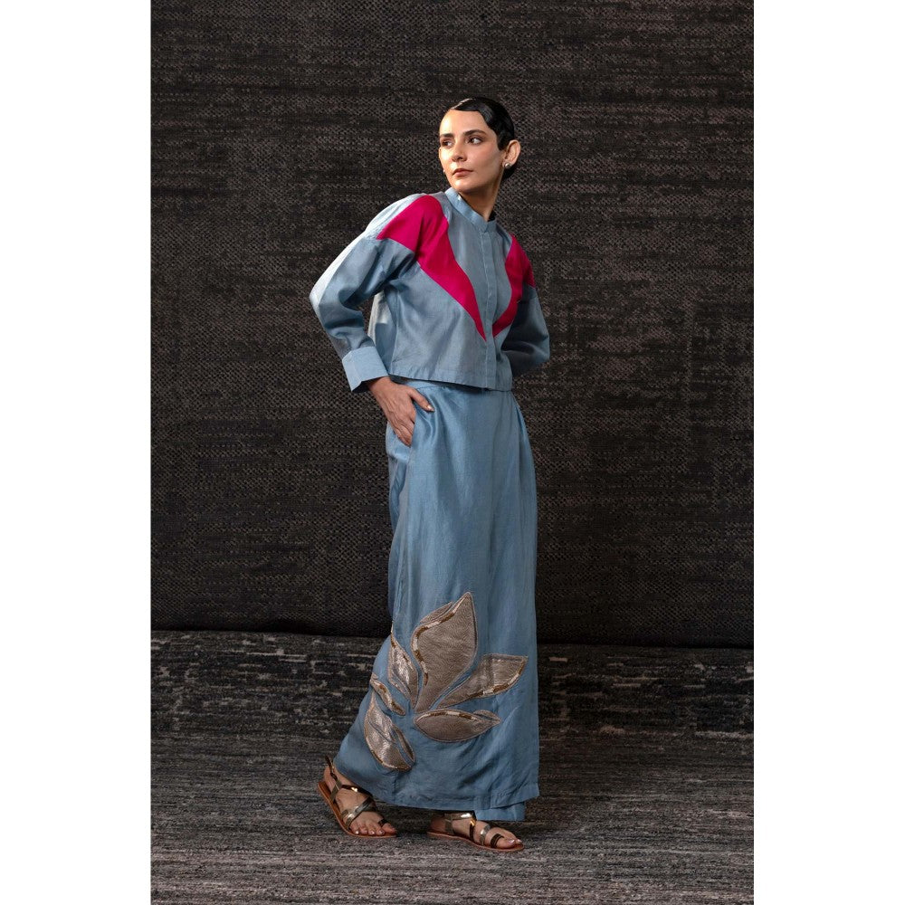 EEDA Blue Shirt with Skirt