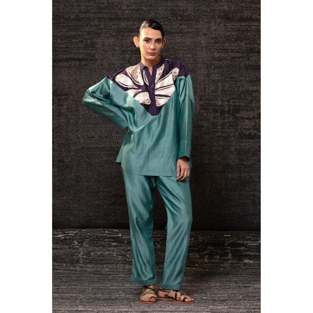 EEDA Aqua Gulnar Vinsert Rosewood Co-Ord Set