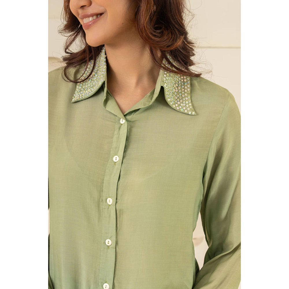 EESHA GUPTA Green Sequin Cotton Co-Ord (Set of 2)