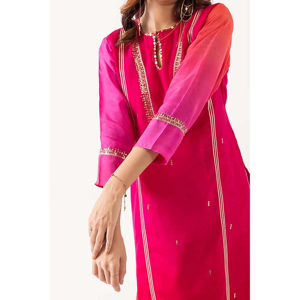 EESHA GUPTA Organza Silk Festive Kurta with Sharara & Dupatta (Set of 3)