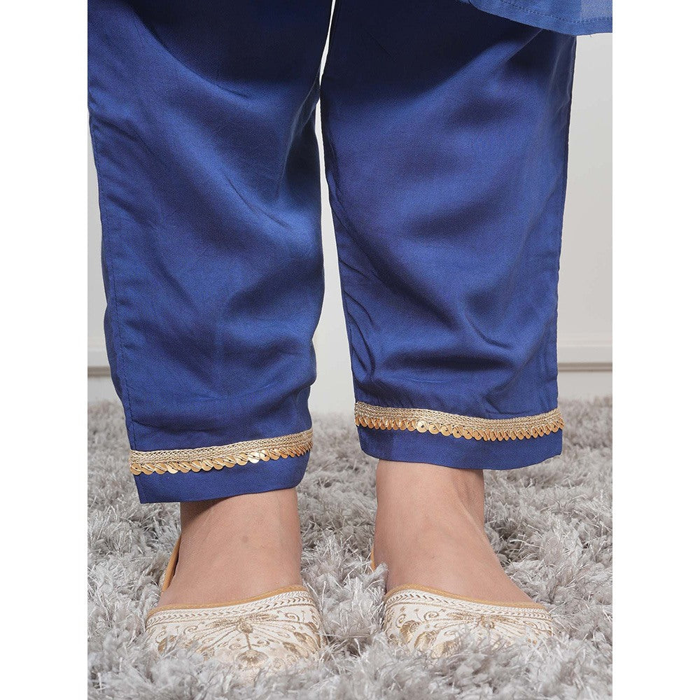 EESHA GUPTA Navy Blue Kali Kurta with Pant and Dupatta (Set of 3)