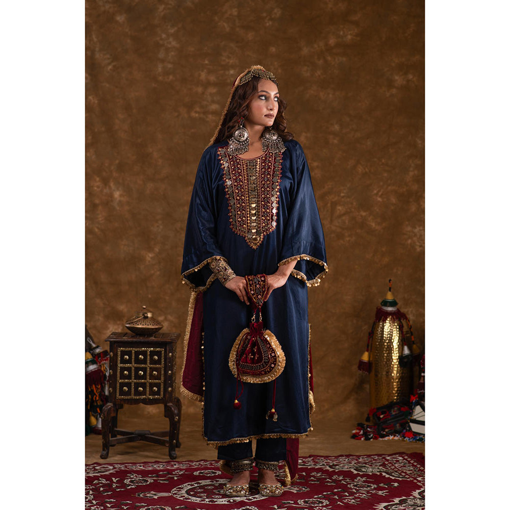 Ekavira Raahi Collection Zahra Embroidered Kurta with Pant and Dupatta (Set of 3)