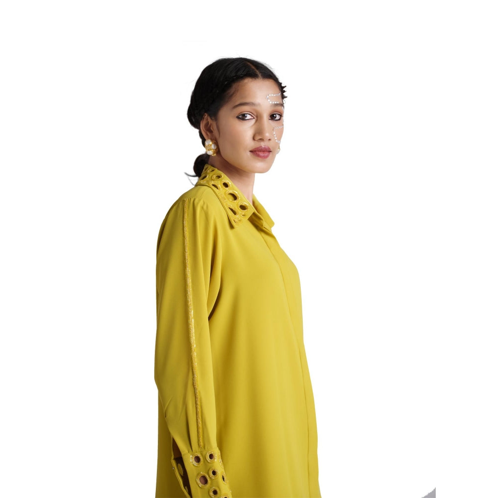 Elarra Green Solid/Plain Mint Ring Co-Ord (Set of 2)