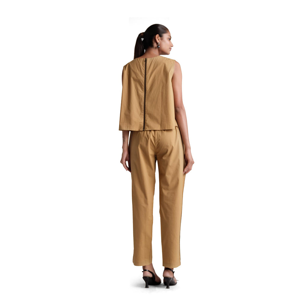 Elarra Beige Pop Ling Co-Ord (Set of 2)