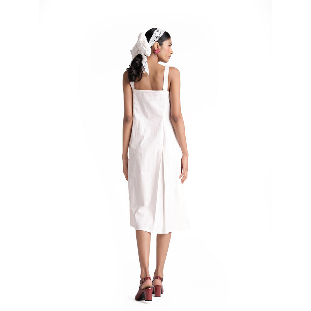 Elarra White Flower Midi Dress