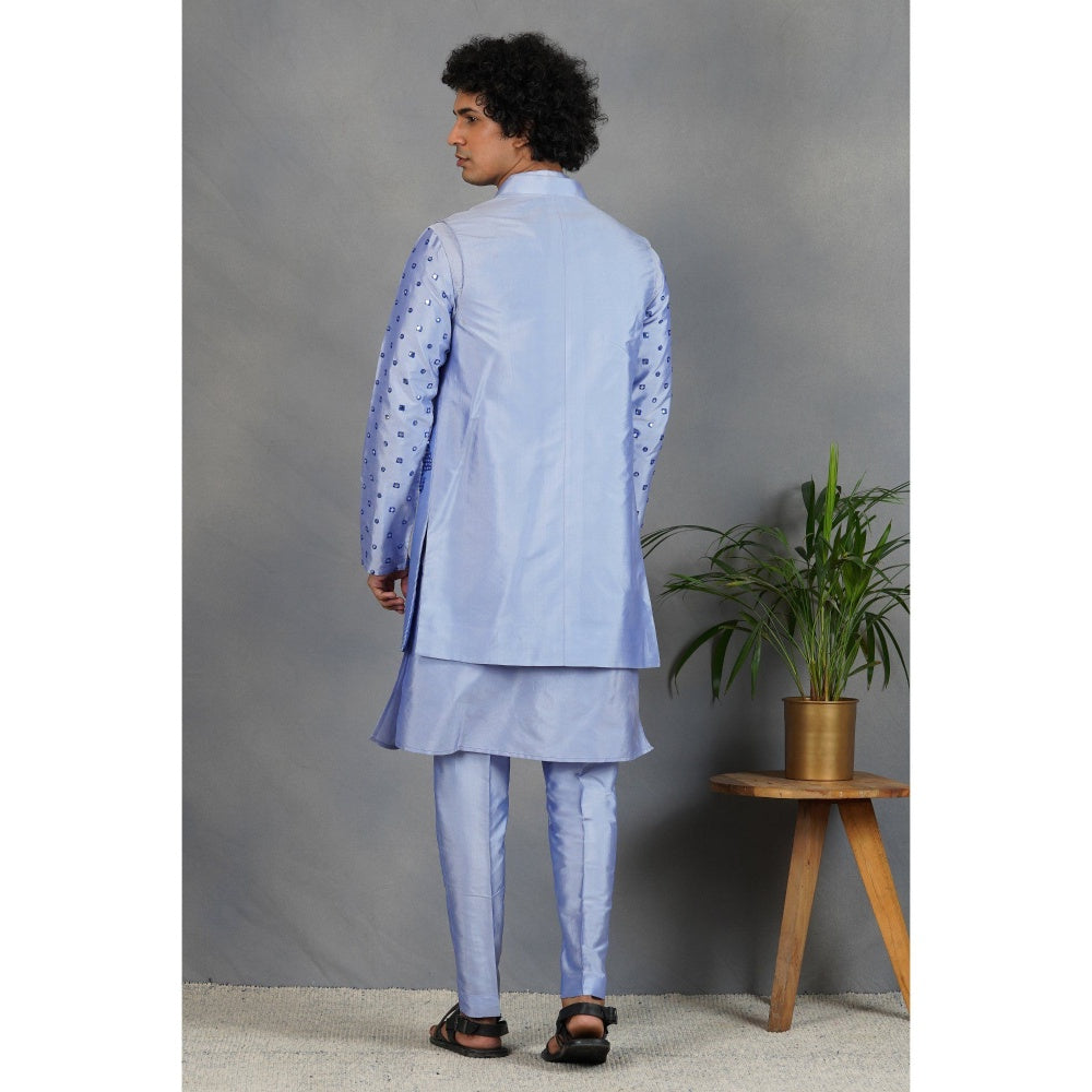 Eleven Brothers Halks Neela Aasteen Silk & Foil Mirror Kurta Set (Set of 2)