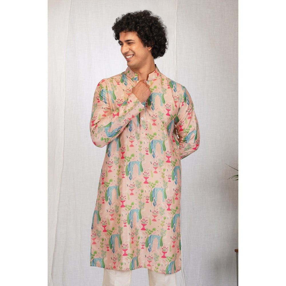Eleven Brothers Pink Garden Printed Kurta Set (Set of 2)