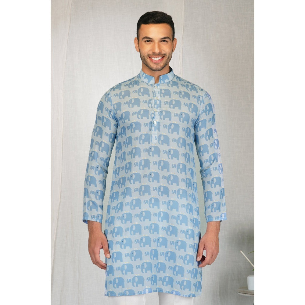 Eleven Brothers Elephant March Printed Kurta Set (Set of 2)