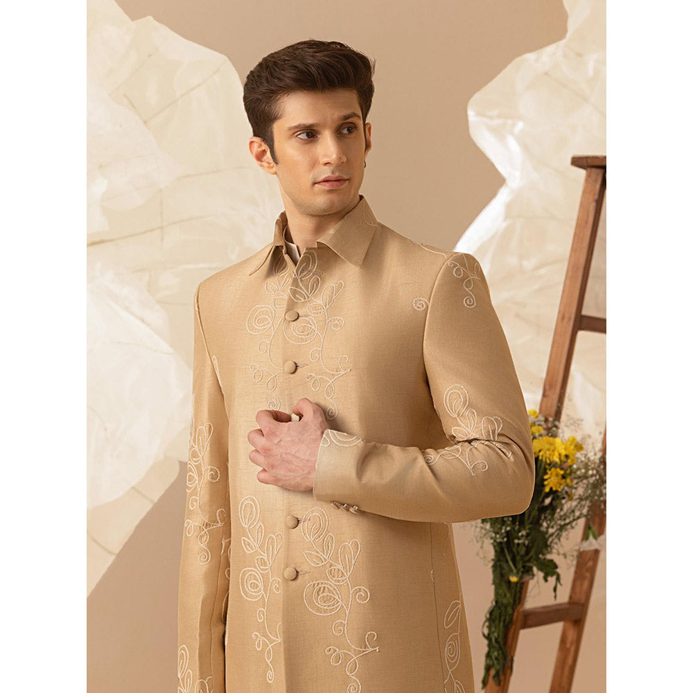 Eleven Brothers Gulkaar Silk Embroidery Indo Western Shirt with Jacket & Trouser
