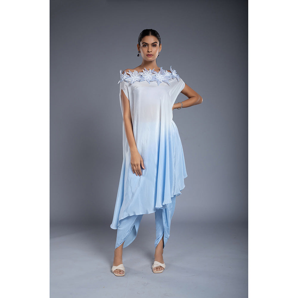 Ellemora Shaded Blue Kurta with Dhoti (Set of 2)