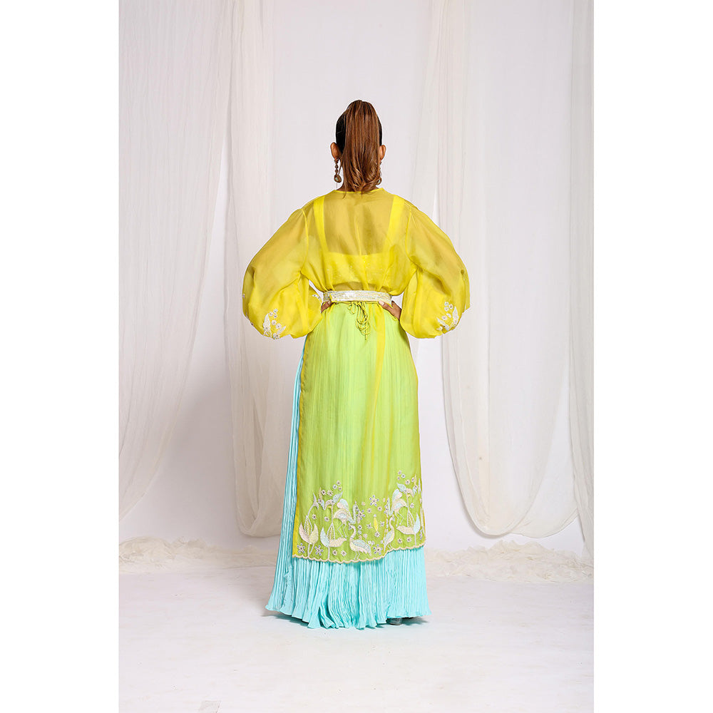Ellemora Yellow Sunshine Symphony Blouse with Palazzo, Shrug and Belt (Set of 4)