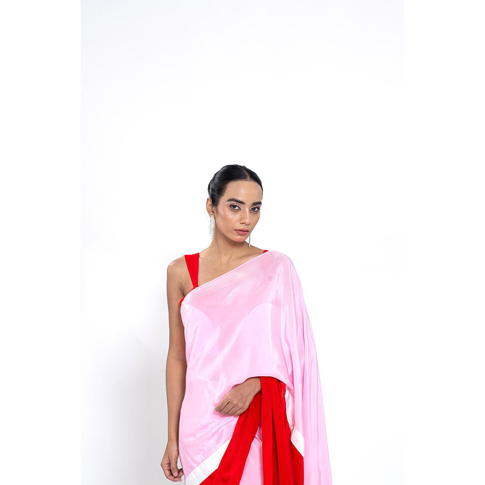 Ellemora Berry Blush Pre Drape Saree with Stitched Blouse