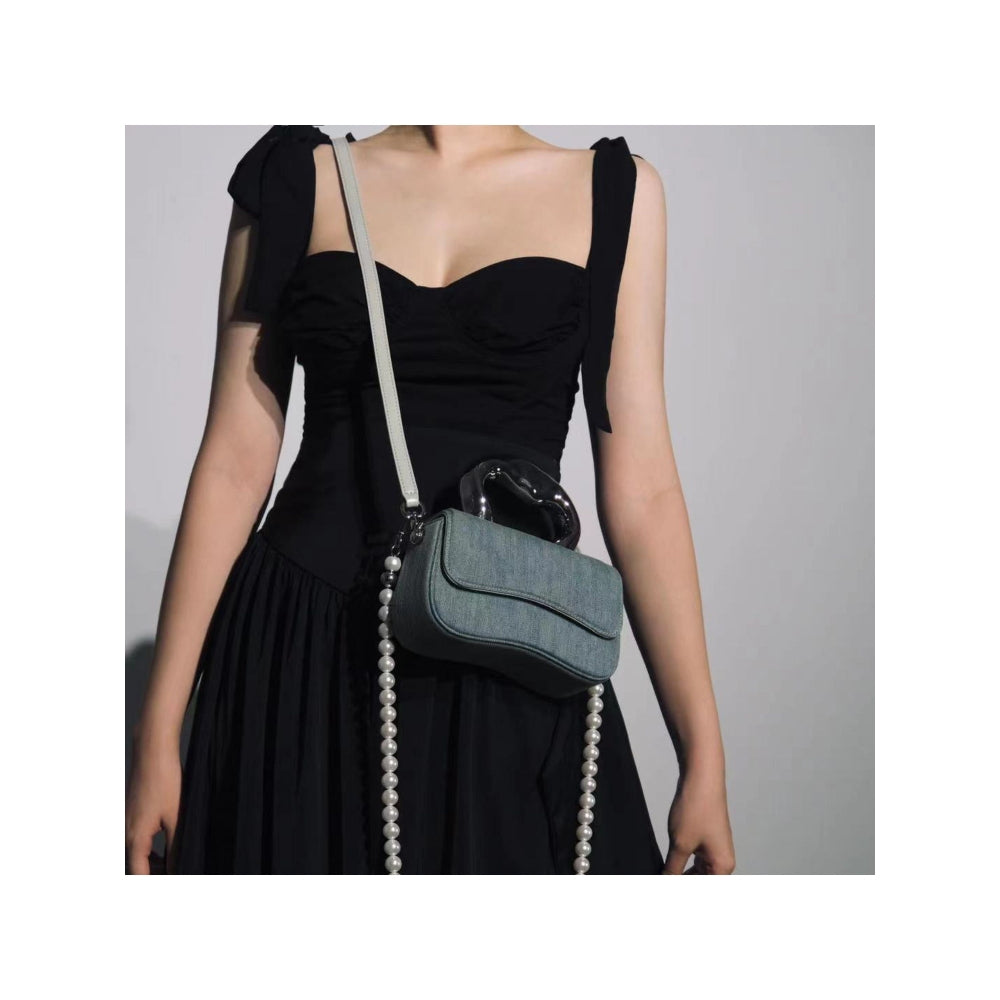ELLEGANTI Women Blue Denim Handbag