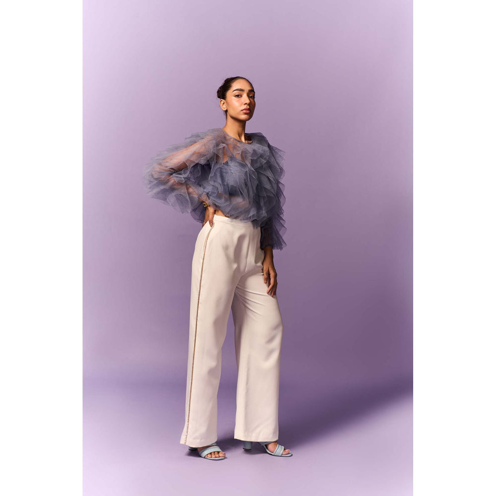 EMBLAZE Light Blue Tulle Ruffle Top