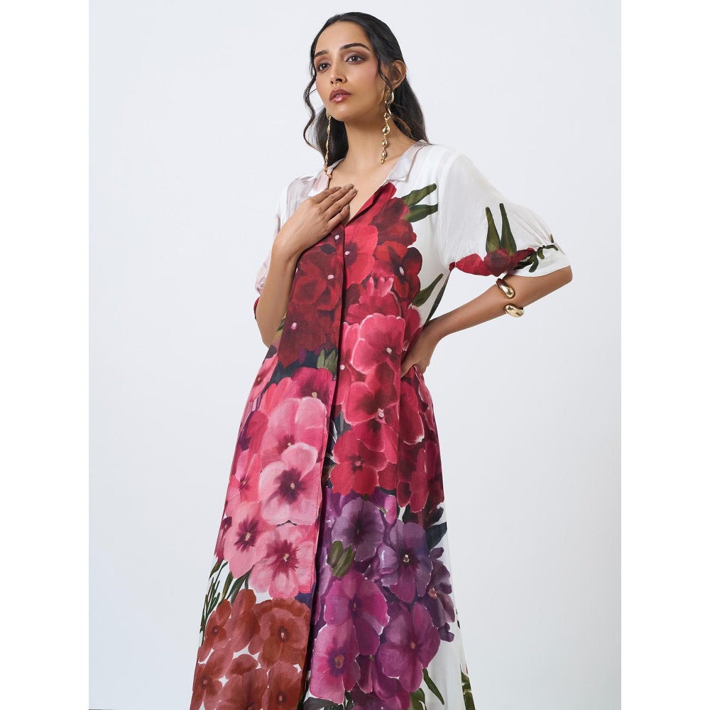ETAR White Bouquet Dress