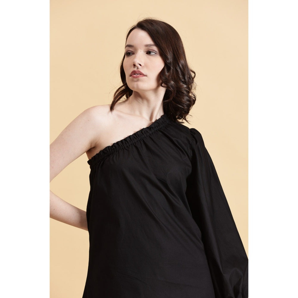 Fawn 24 Black Poplin Breeze Mini Dress
