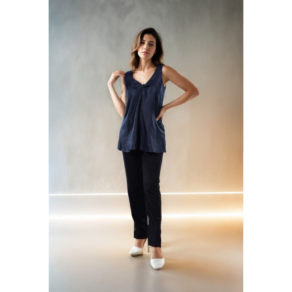 Fawn 24 Navy Blue Glimmer Knot Top