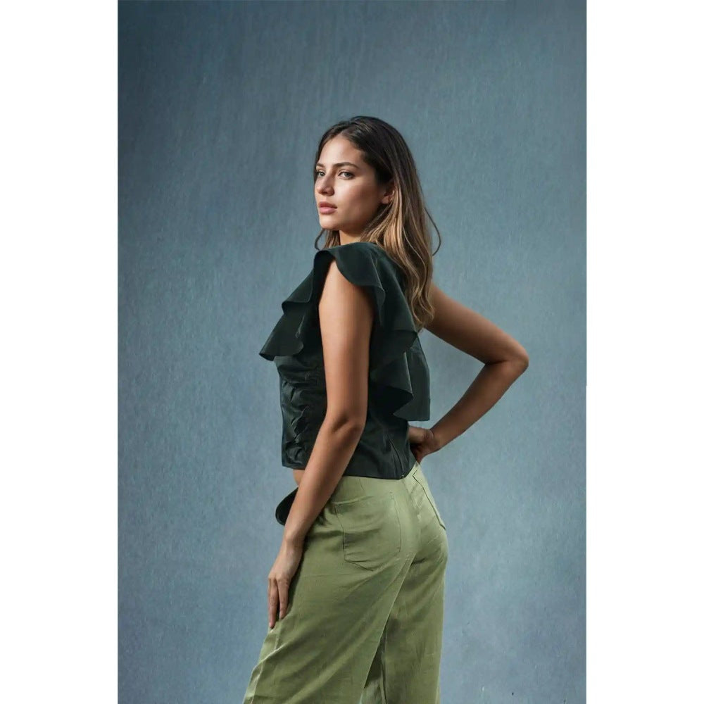 Fawn 24 Green Noir Ruched Top