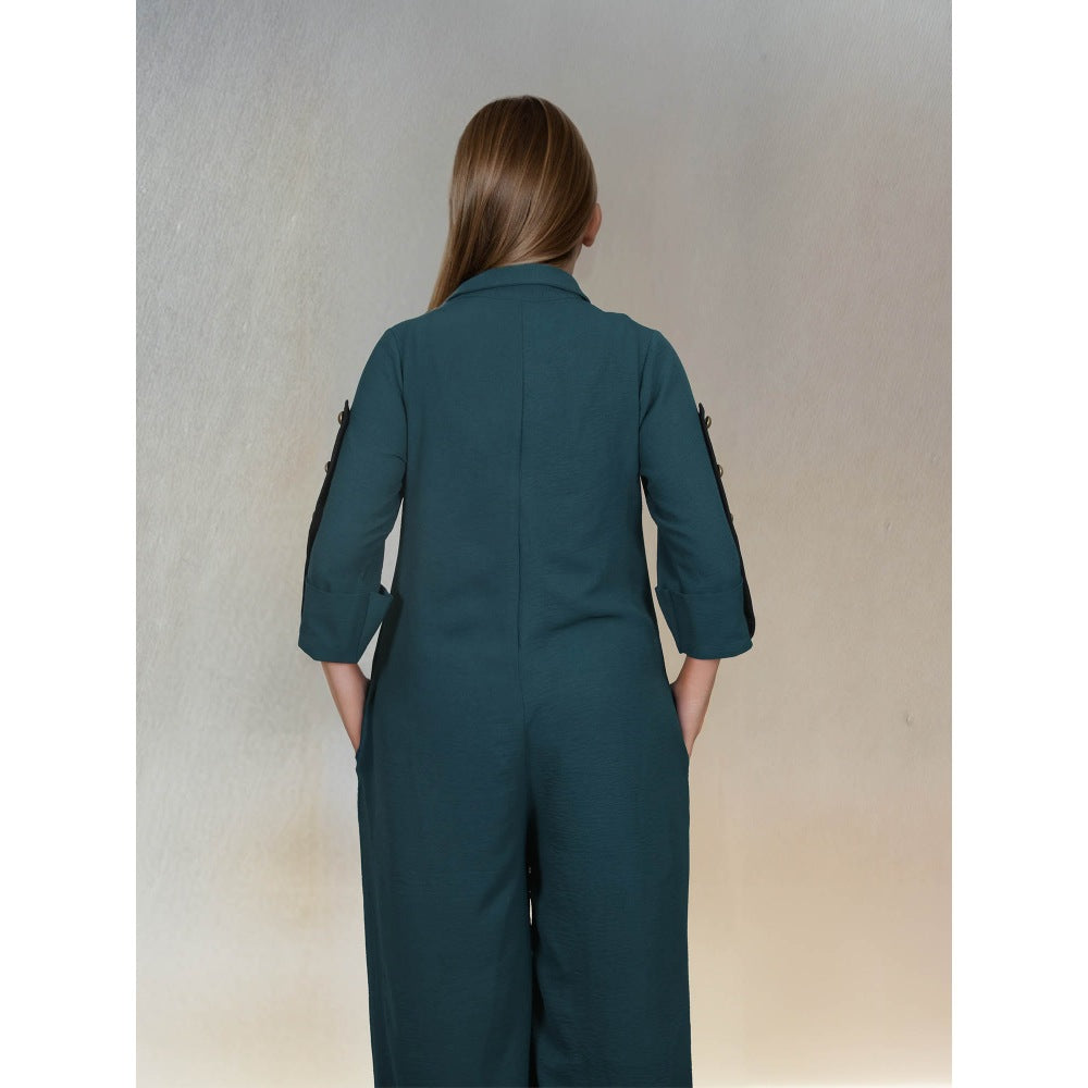 Fawn 24 Green Emerald Feathers Jumpsuit