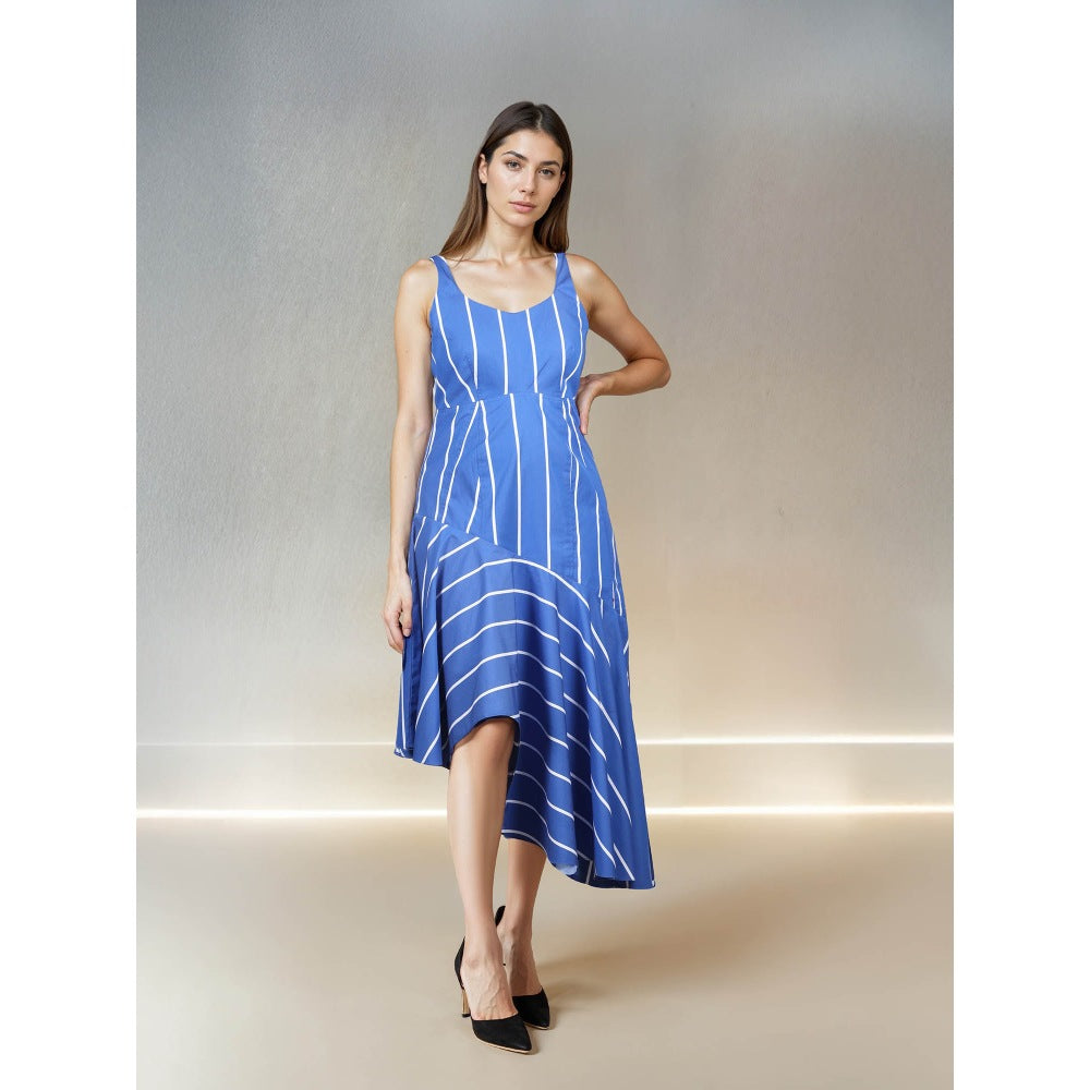 Fawn 24 Blue Modern Pop Stripe Dress