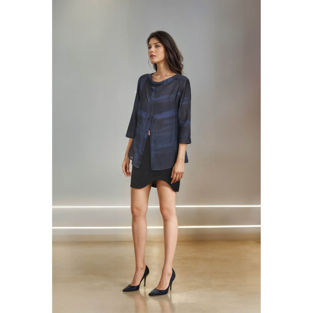 Fawn 24 Navy Blue Cowl Shirt