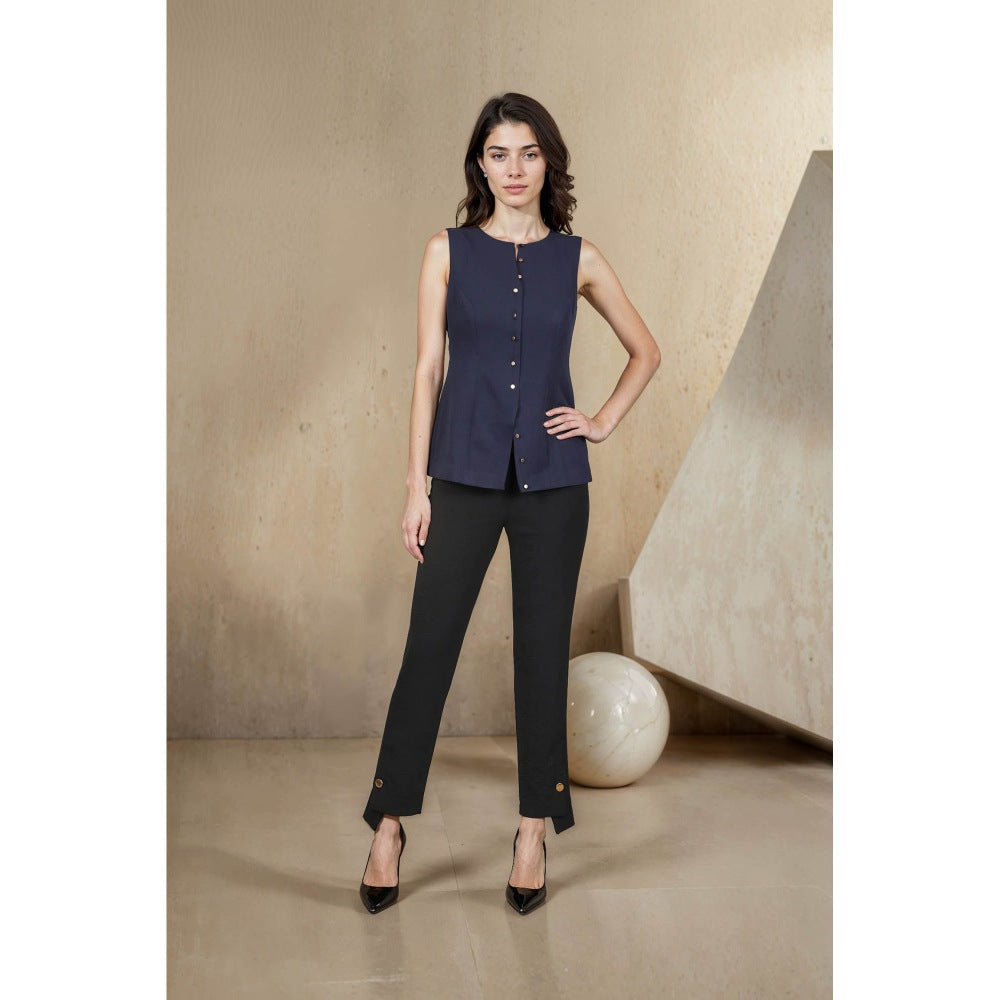 Fawn 24 Navy Blue Button Vest Top