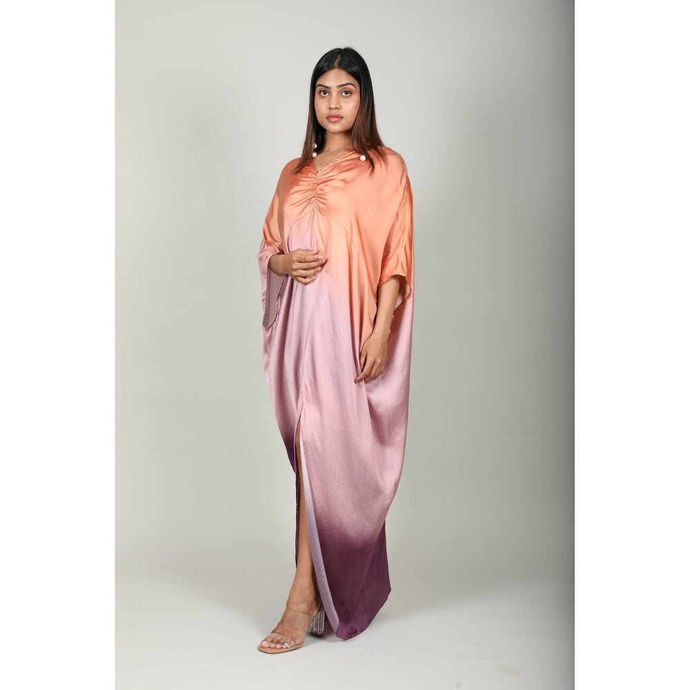 Fawn 24 Ombre Satin Ruched Dress - Multi-Color