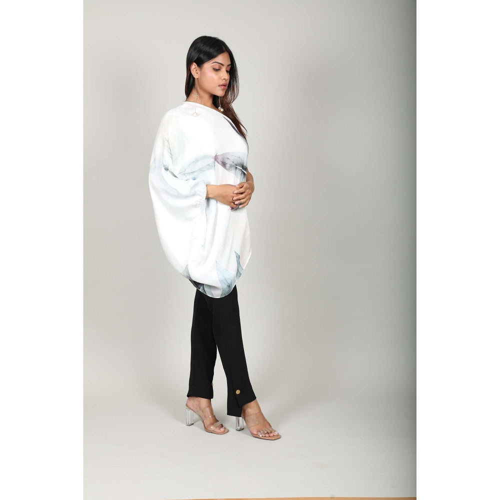 Fawn 24 White Printed Drape Top