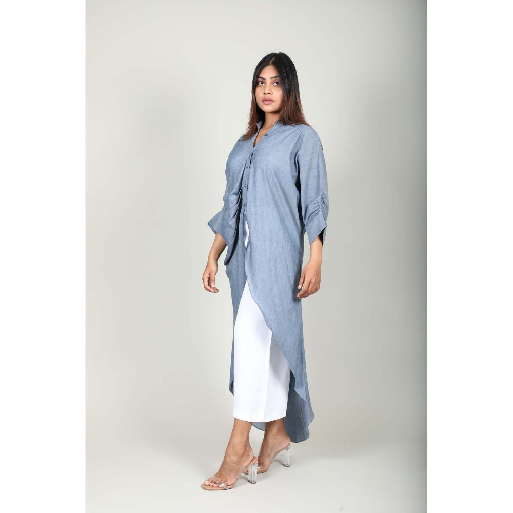 Fawn 24 Blue Denim Wrap Long Shirt