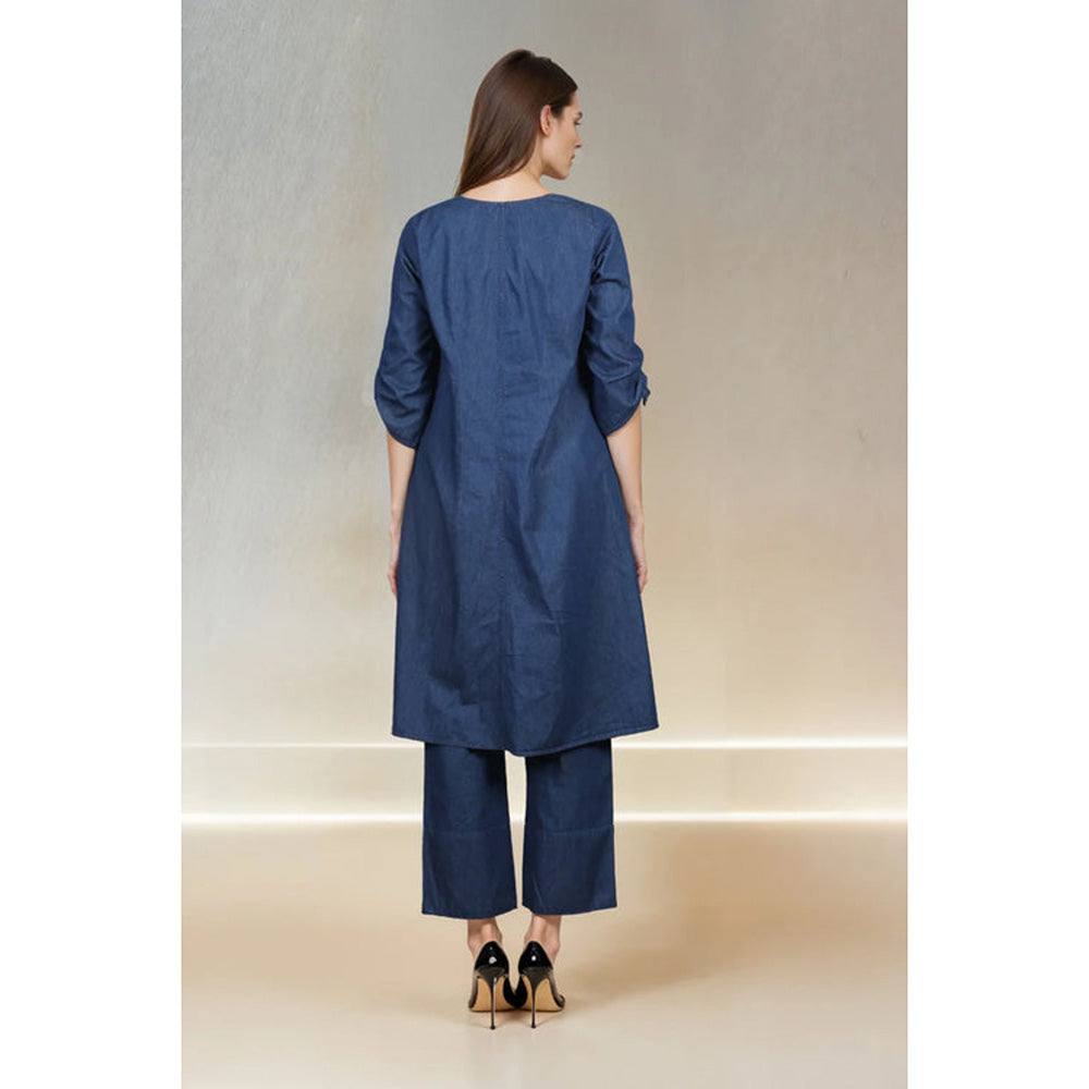 Fawn 24 Navy Blue Solid Kurti