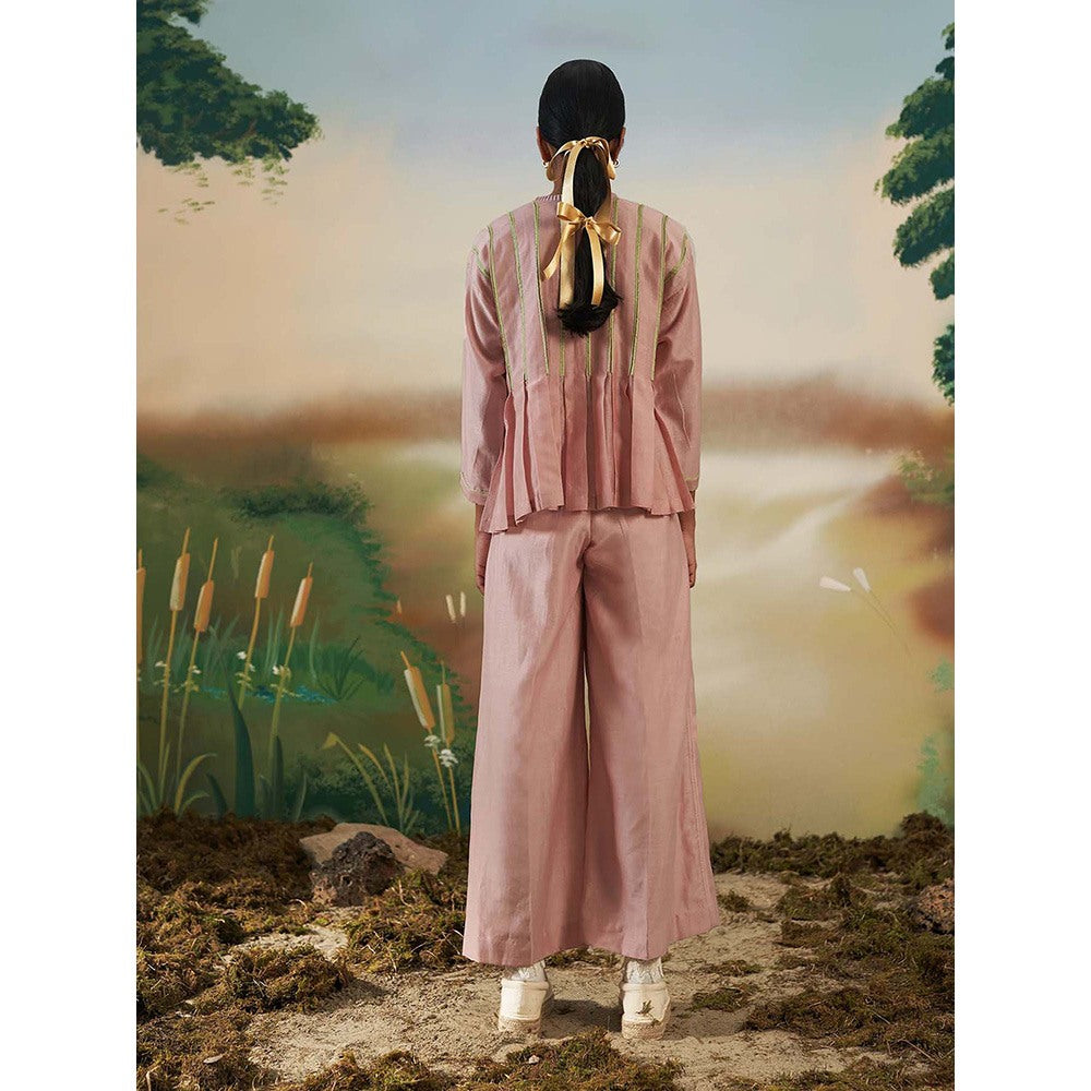 FEBo6 Dusk Pink Pleated Co-Ord (Set of 2)