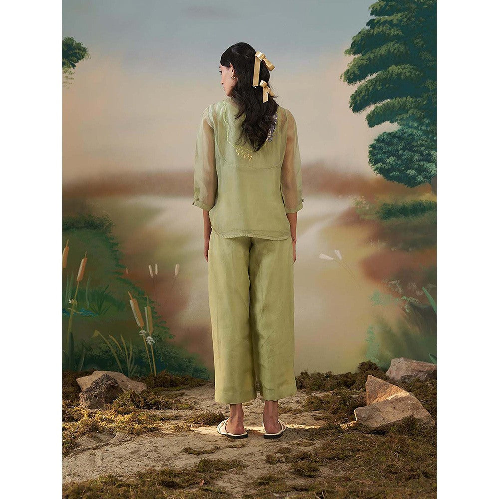 FEBo6 Wildflower Green Embroidered Top