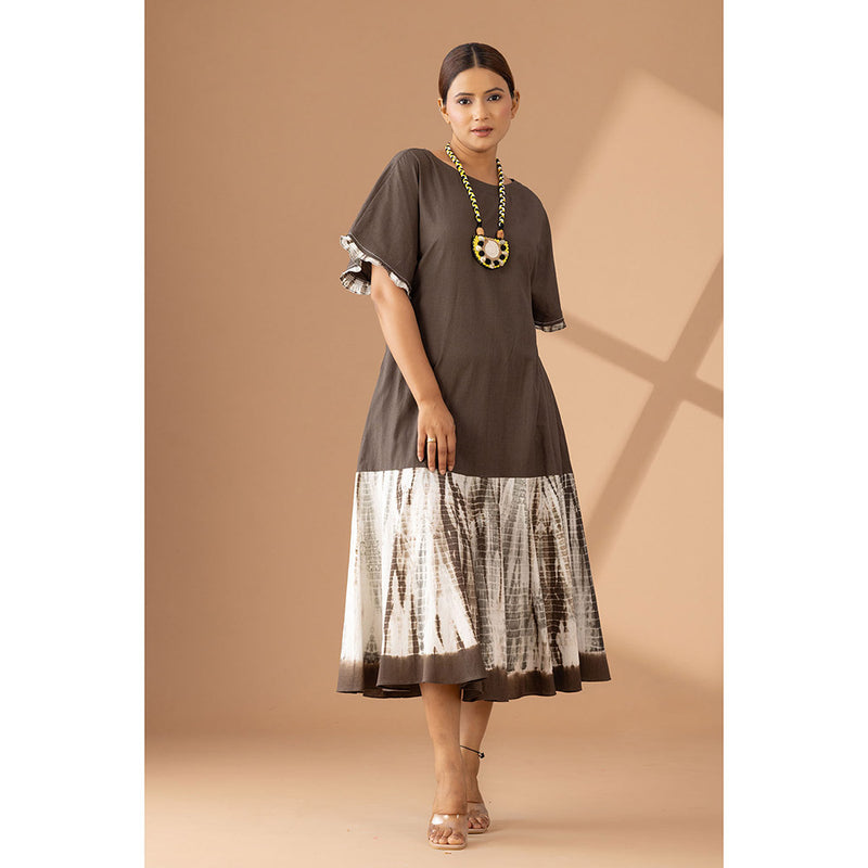 Finethreads by Hina & Nikhat Brown Ethereal Flow Dress