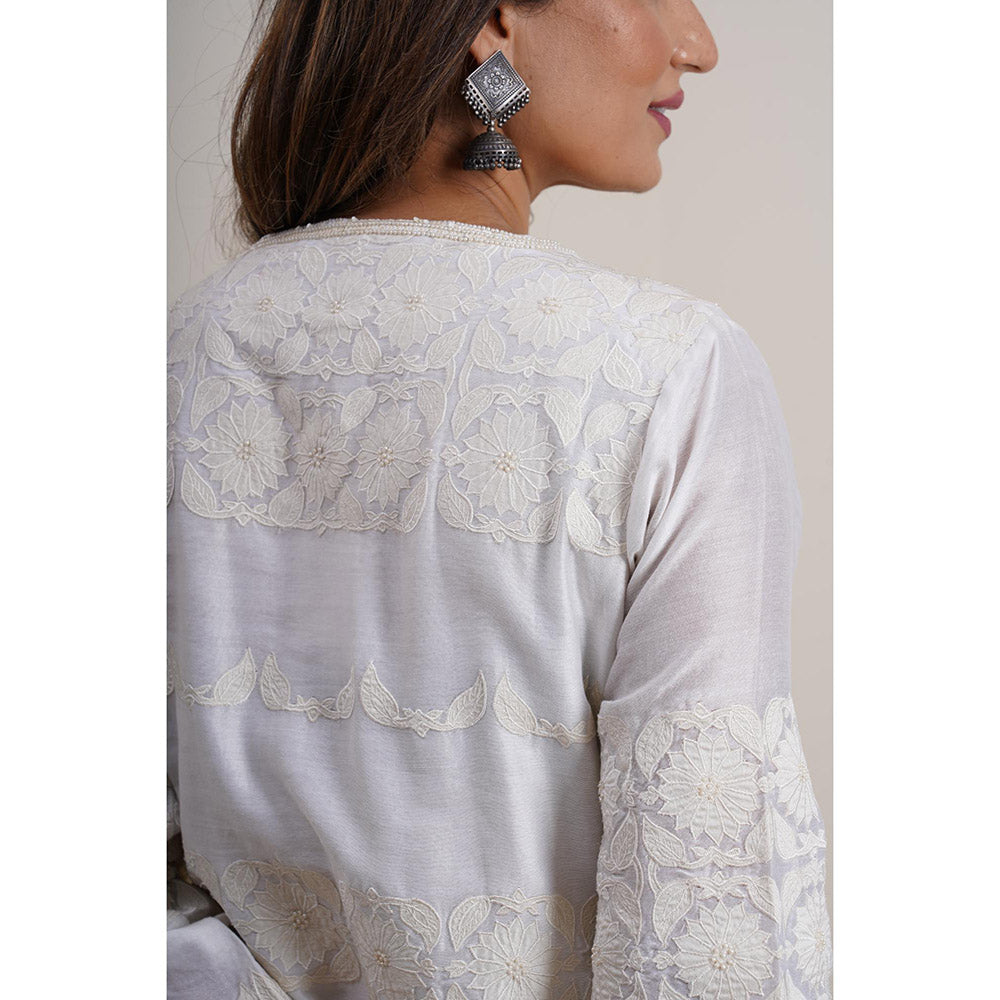 Finethreads by Hina & Nikhat White Noor-E-Safa Kurta with Pant and Dupatta