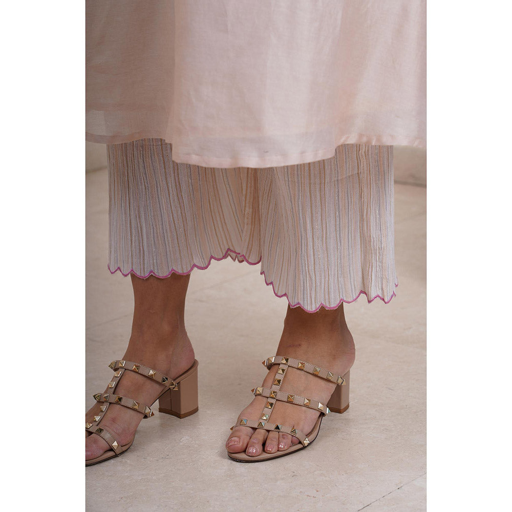Finethreads by Hina & Nikhat Nude Saher Kurta with Pant and Dupatta