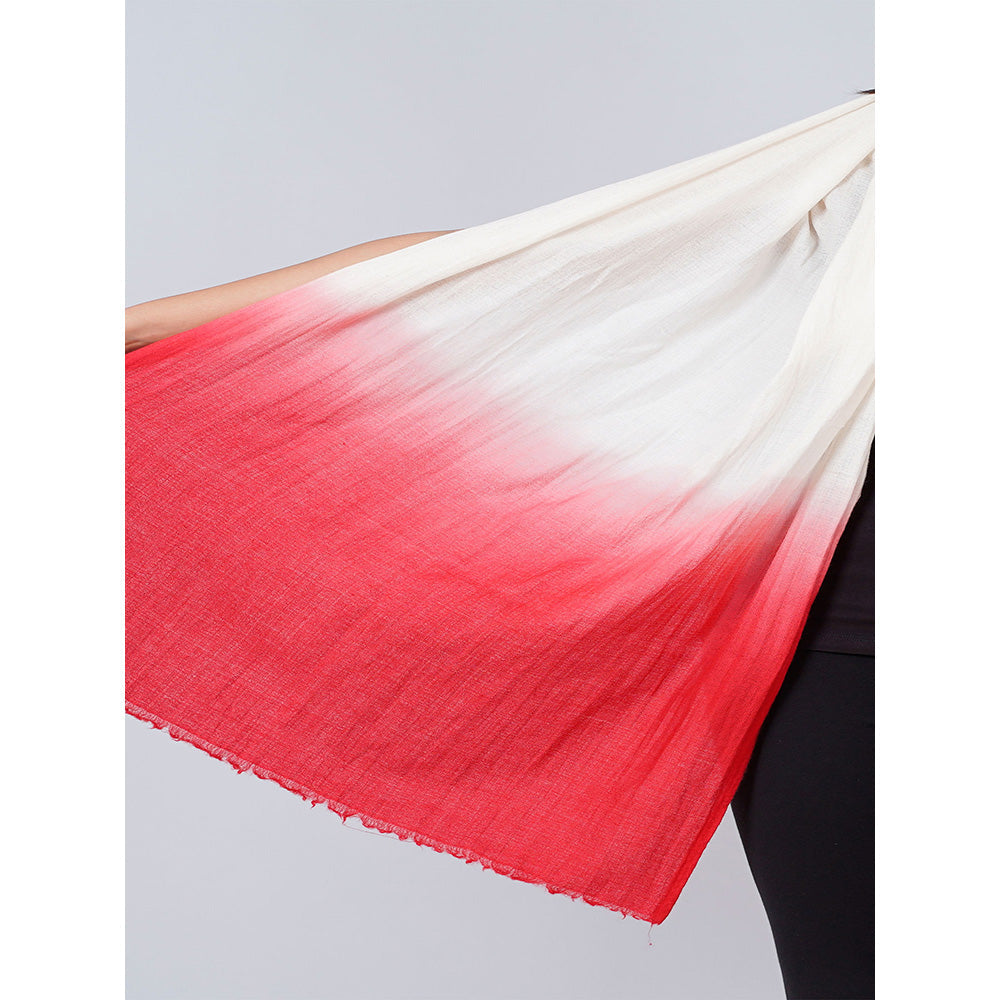 First Resort by Ramola Bachchan White And Maroon Colour Block Scarf