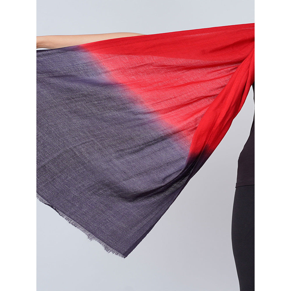 First Resort by Ramola Bachchan Red And Grey Colour Block Scarf