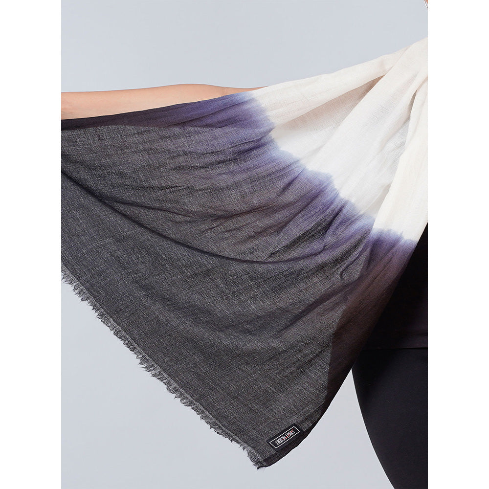 First Resort by Ramola Bachchan White And Navy Blue Colour Block Scarf