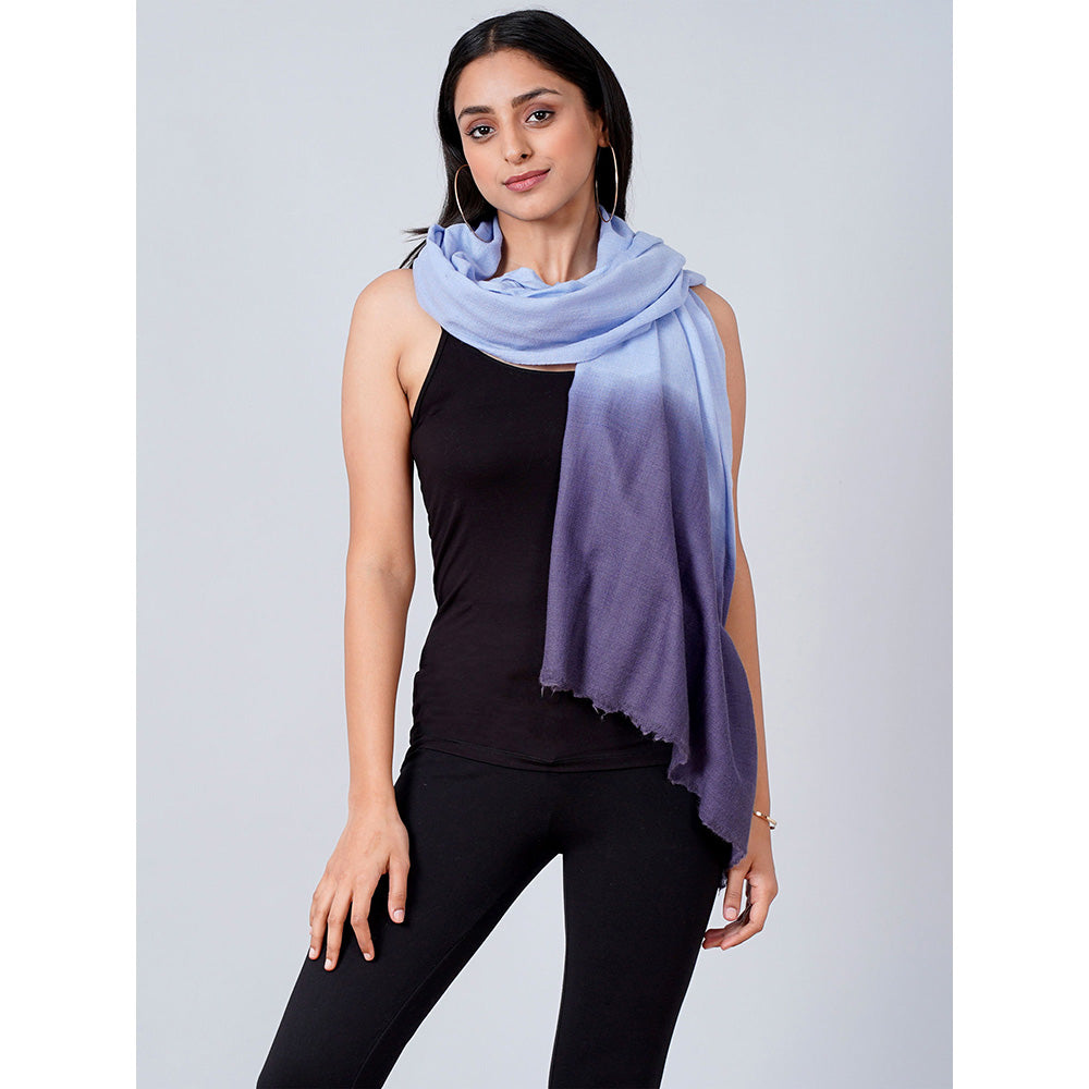 First Resort by Ramola Bachchan Sky Blue And Dark Blue Colour Block Scarf